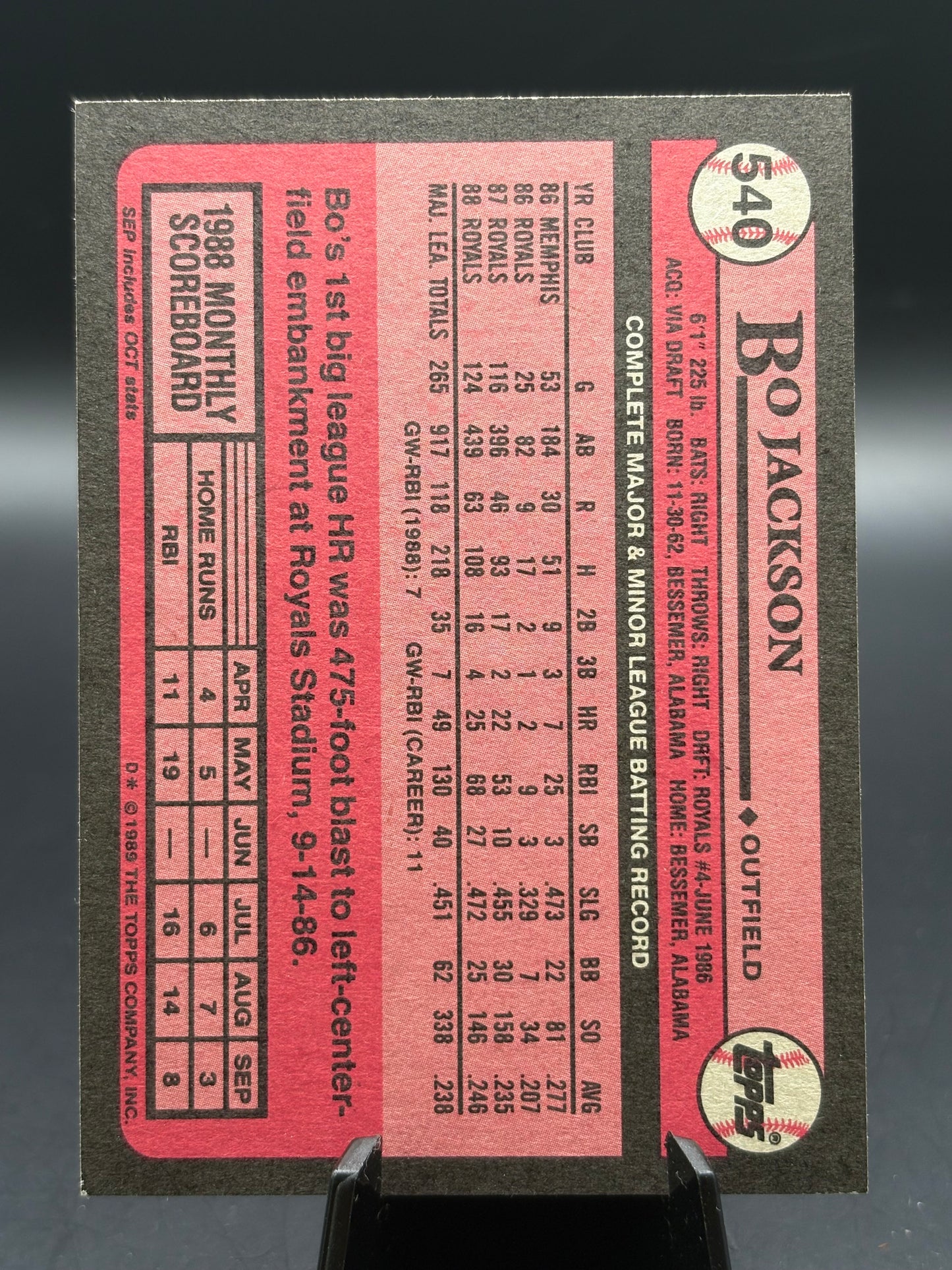 1989 Topps #540 Bo Jackson