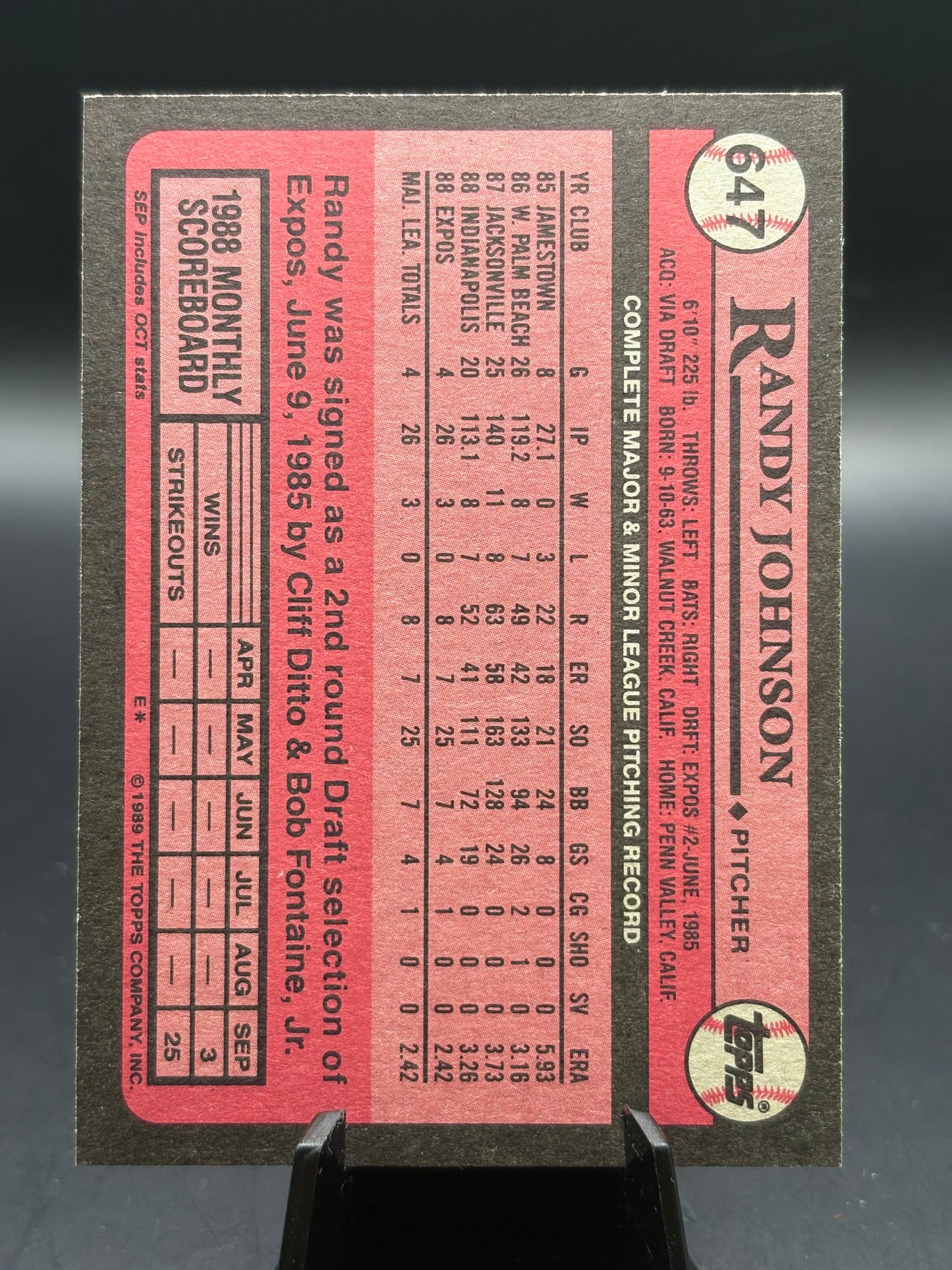 1989 Topps #647 Randy Johnson