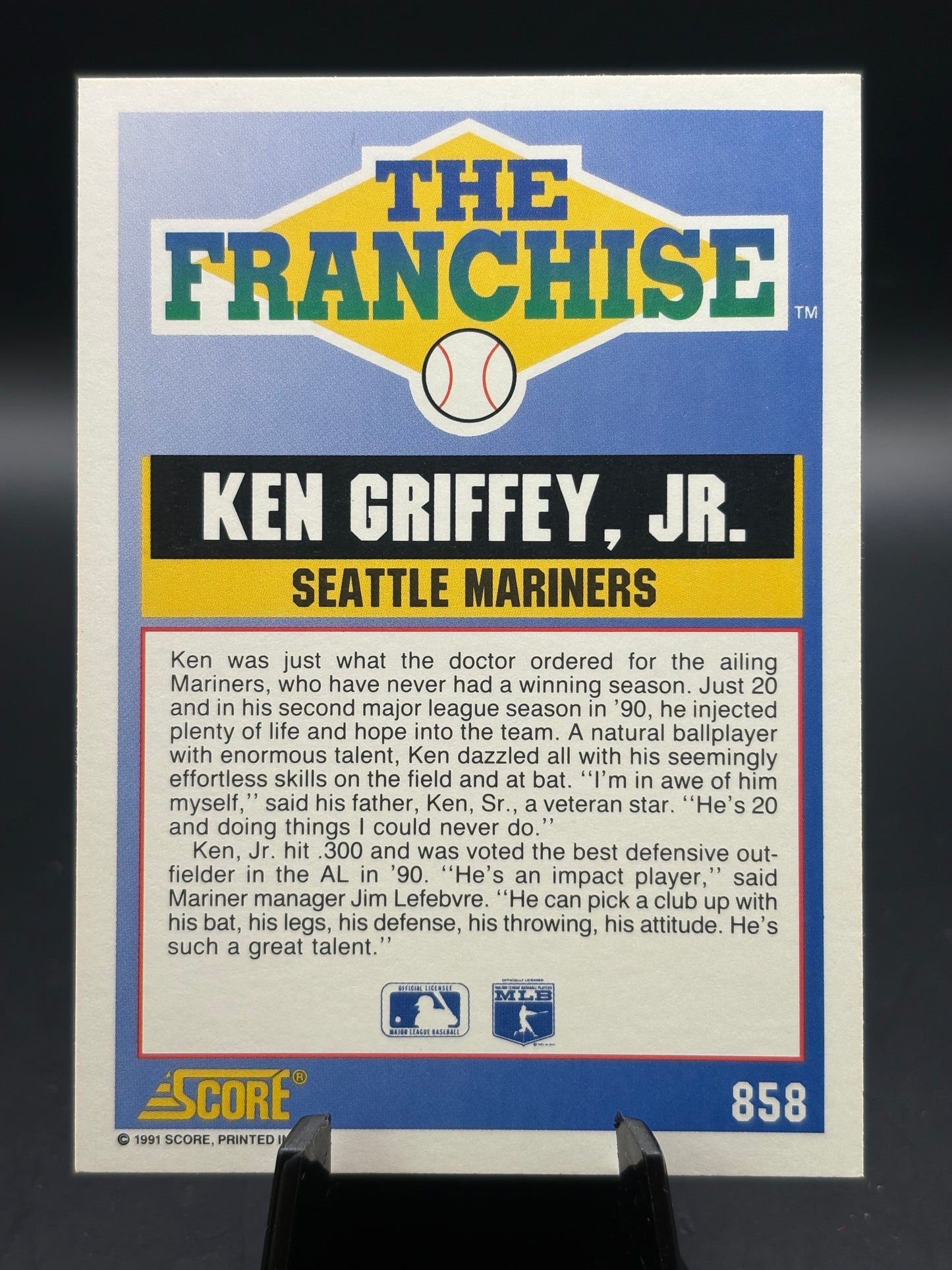 1991 Score #858 Ken Griffey