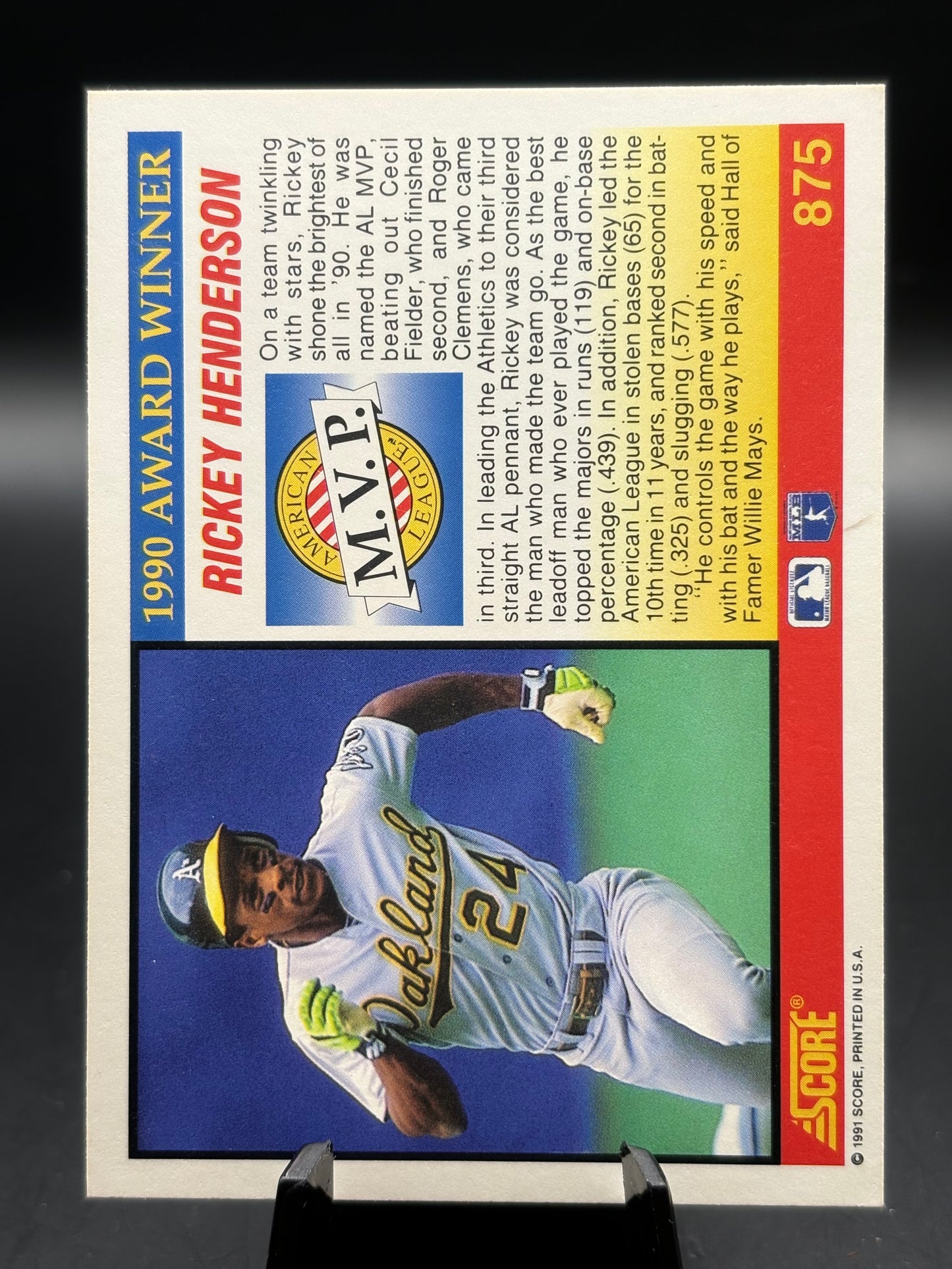 1991 Score #875 Rickey Henderson