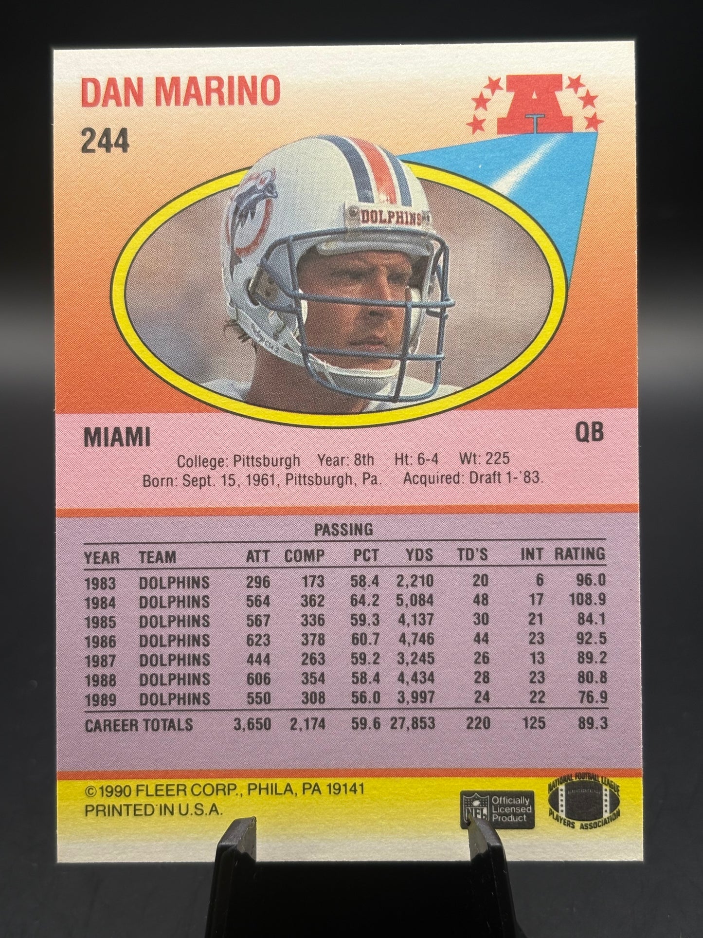 1990 Fleer #244 Dan Marino