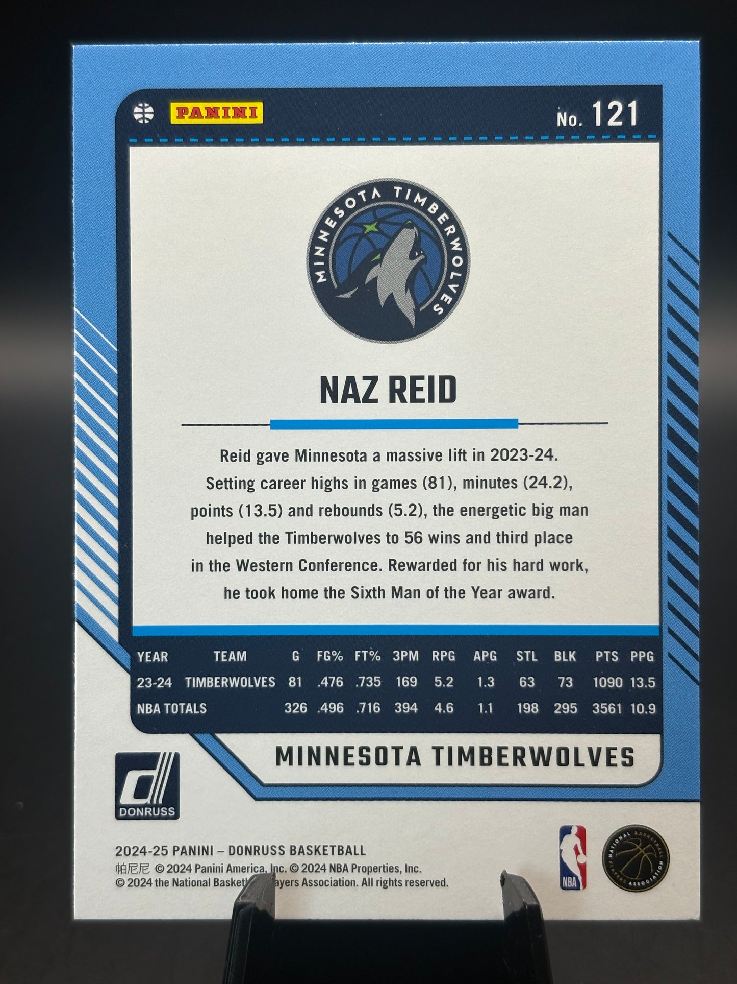 2024-25 Panini Donruss #121 Naz Reid Yellow Flood